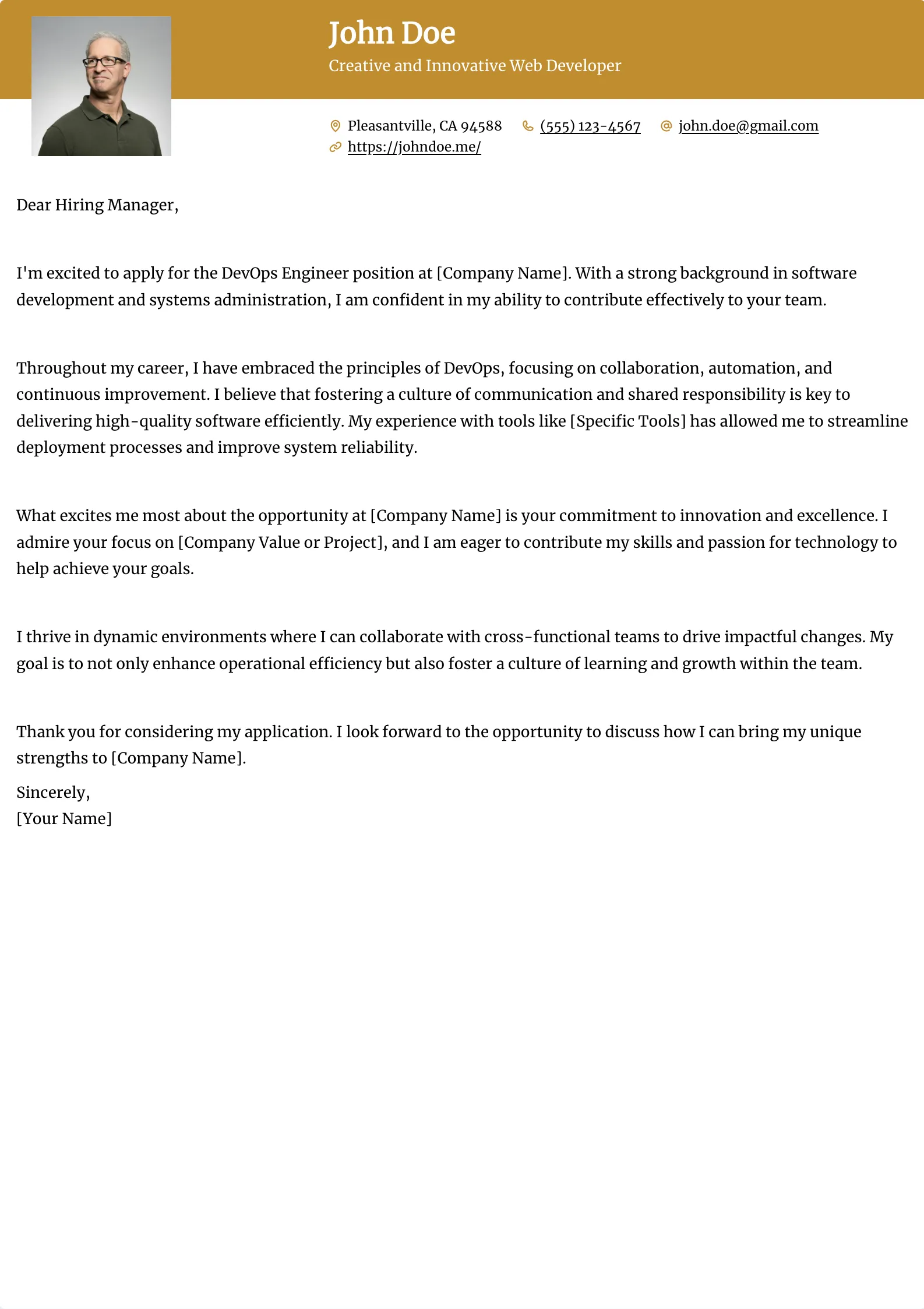 Ditto Cover Letter template preview