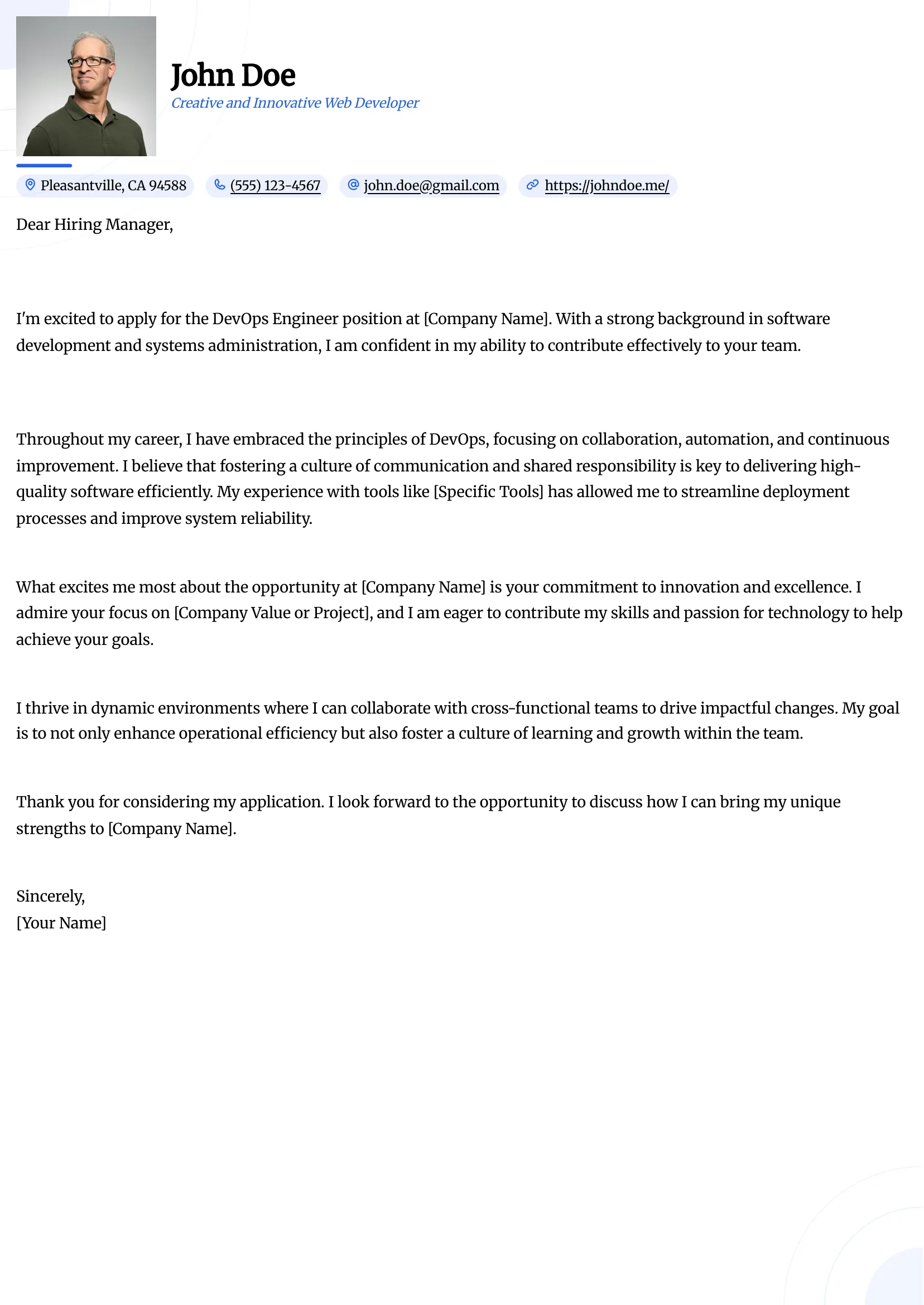 Ripple Cover Letter template preview