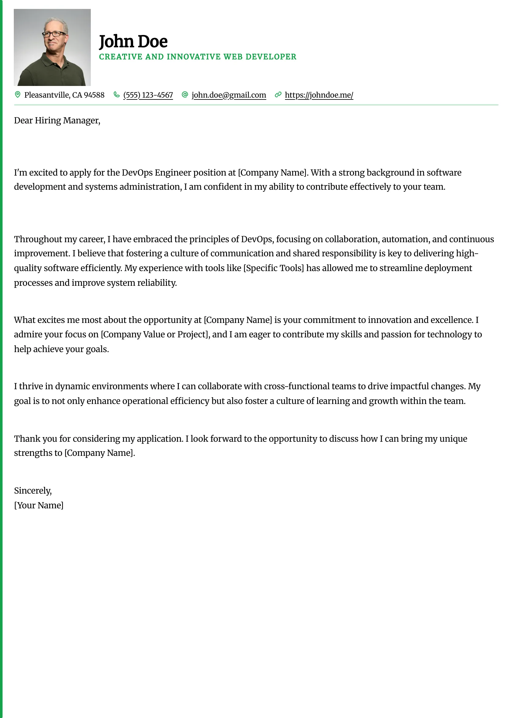 Slate Cover Letter template preview