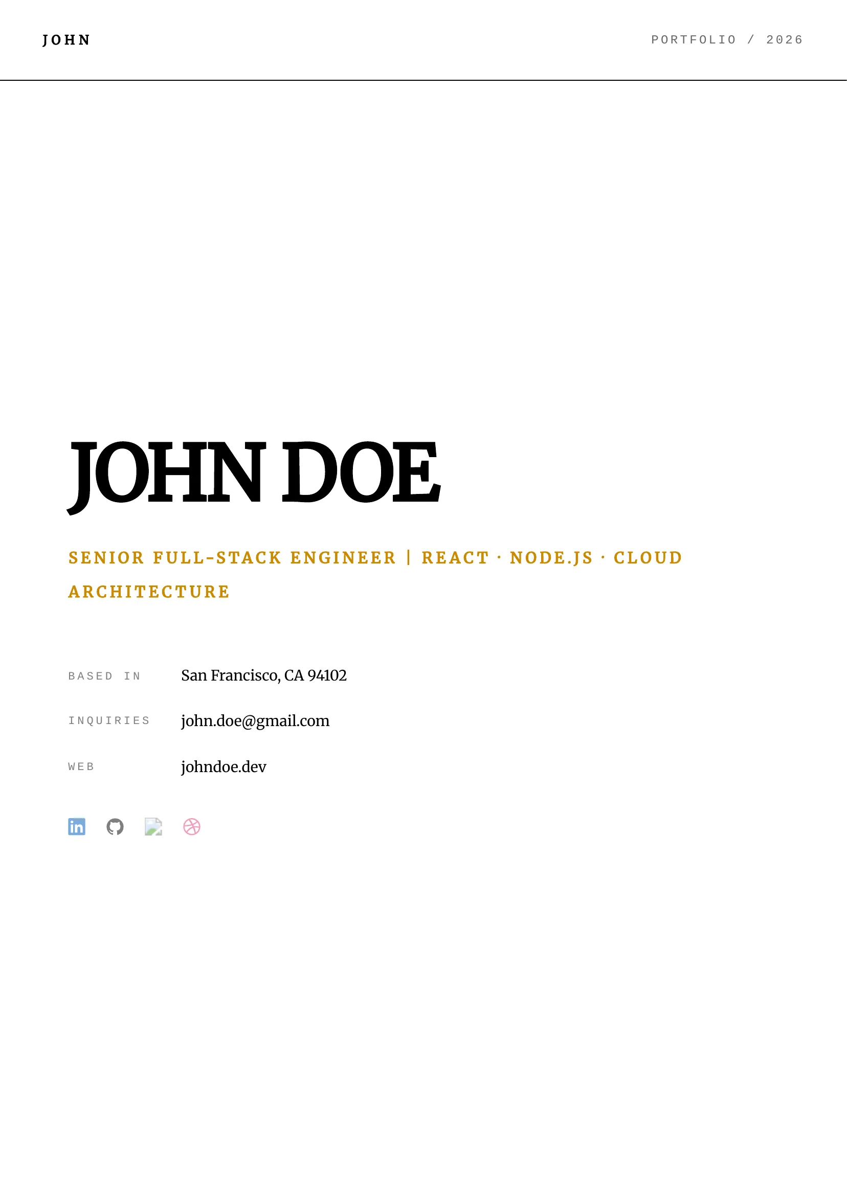 Monochrome Portfolio template preview