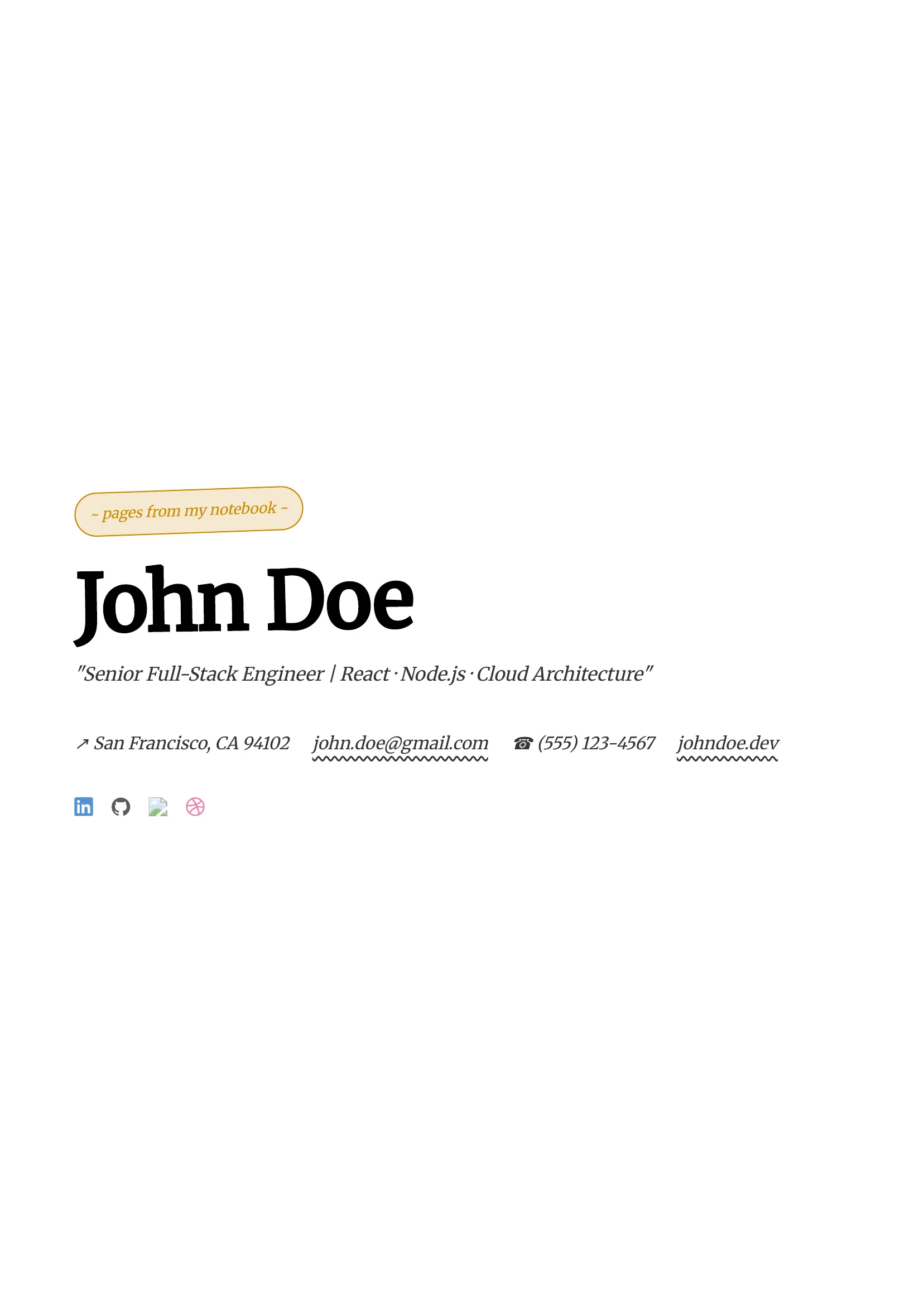 Notebook Portfolio template preview