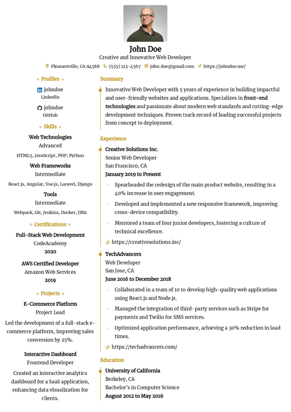 Azurill Resume template preview