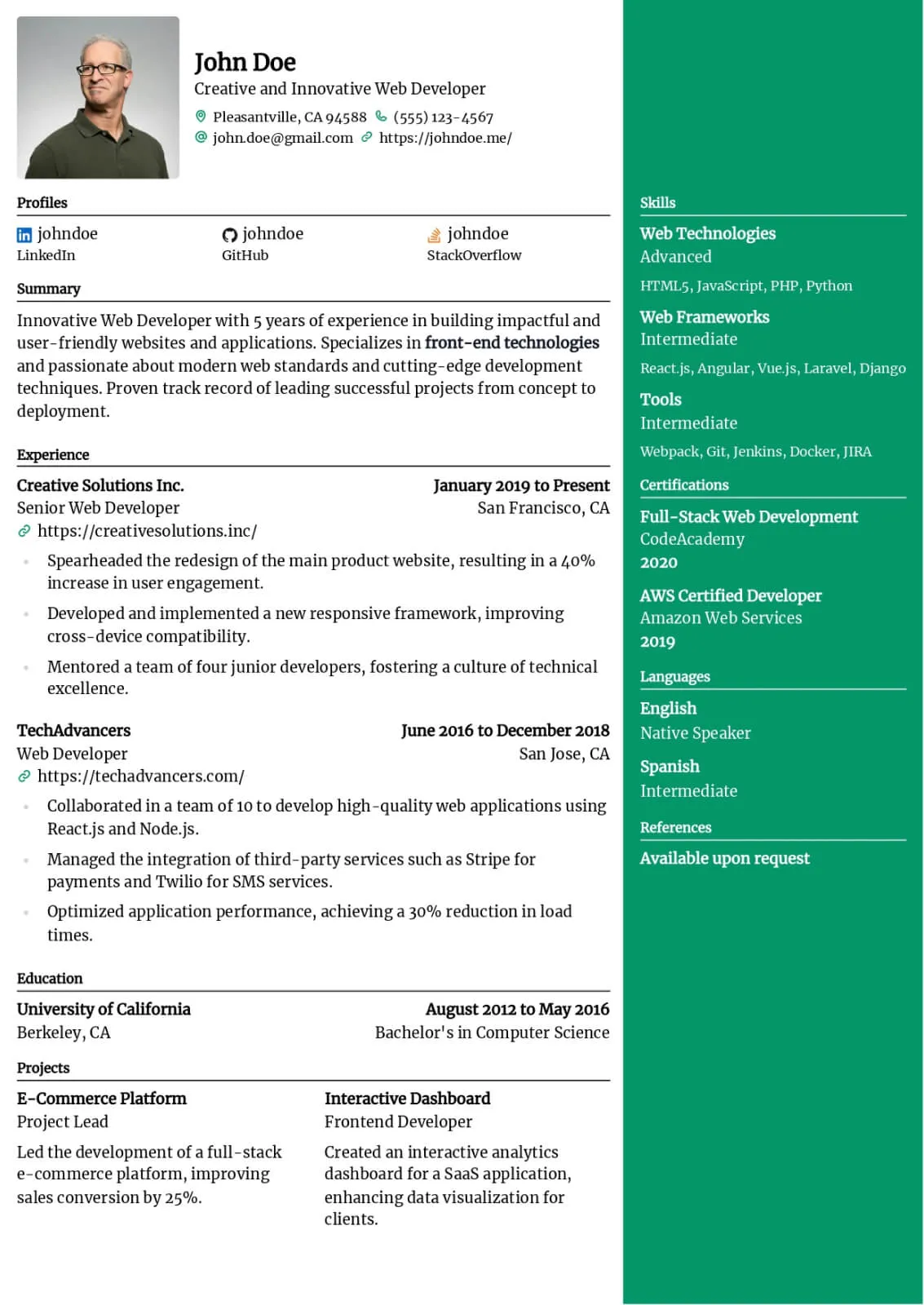 Chikorita Resume template preview
