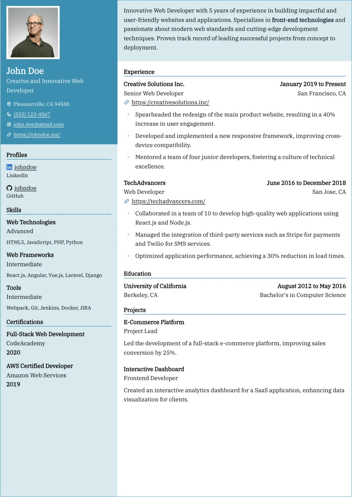 Gengar Resume template preview